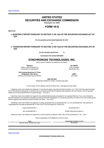 Thumbnail Synchronoss Technologies 10-Q Quarterly Report FY2012 
