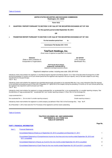 Thumbnail TTEC 10-Q Quarterly Report FY2012 
