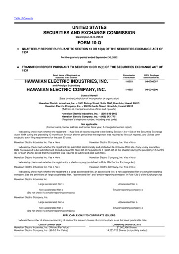 Thumbnail Hawaiian Electric Industries 10-Q Quarterly Report FY2012 