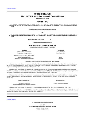 Thumbnail Air Lease Corporation
 10-Q Quarterly Report FY2012 