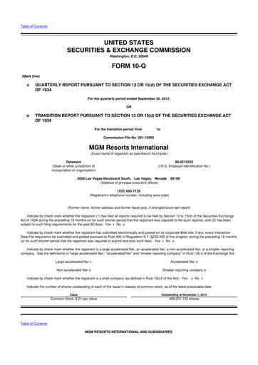 Thumbnail MGM Resorts

 10-Q Quarterly Report FY2012 