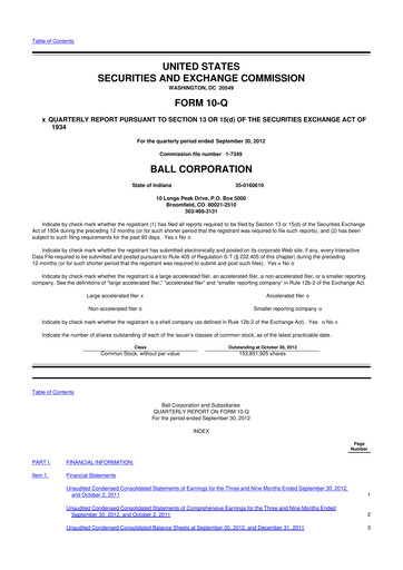 Thumbnail Ball Corporation
 10-Q Quarterly Report FY2012 
