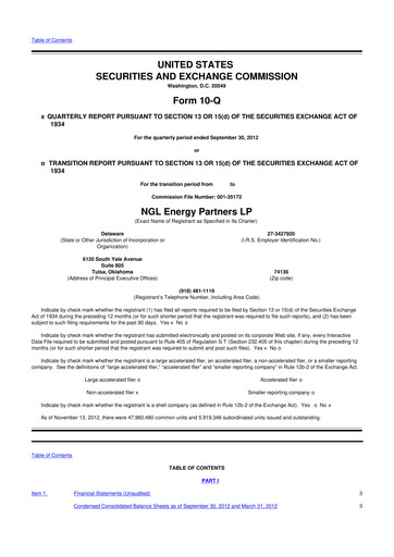 Miniature NGL Energy Partners
 10-Q Rapport trimestriel 2013 
