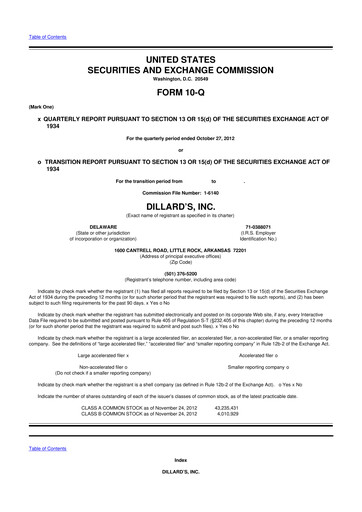 Thumbnail Dillard's
 10-Q Quarterly Report FY2012 