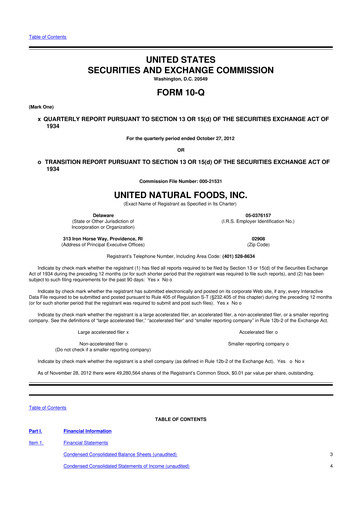 Thumbnail United Natural Foods
 10-Q Quarterly Report FY2013 