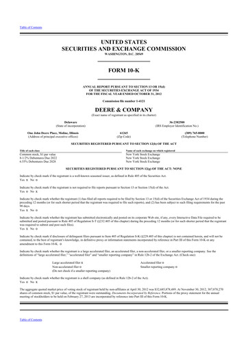 Thumbnail Deere & Company (John Deere) 10-K Annual Report 2012