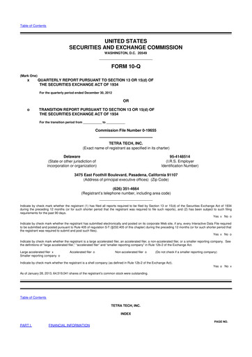 Thumbnail Tetra Tech
 10-Q Quarterly Report FY2013 