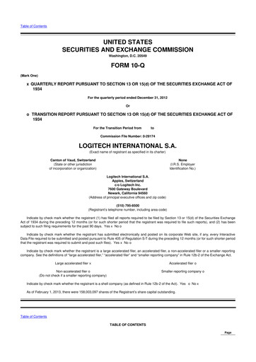 Thumbnail Logitech 10-Q Quarterly Report FY2013 
