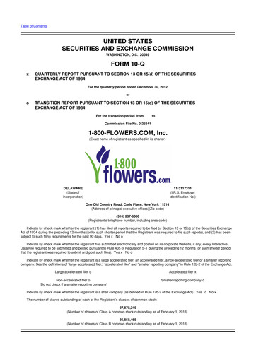 Thumbnail 1-800-Flowers.com, Inc.
 10-Q Quarterly Report FY2012 