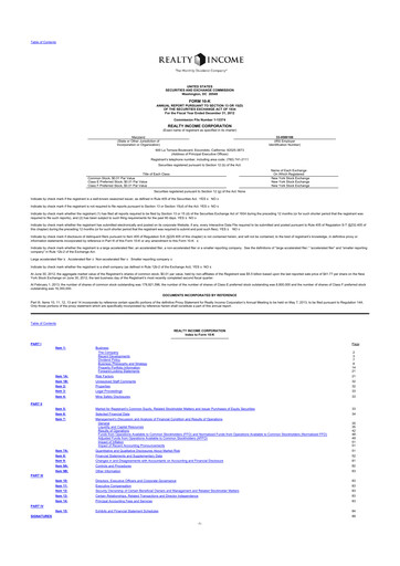 Thumbnail Realty Income 10-K Annual Report 2012