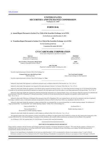 Thumbnail CVS Health 10-K Annual Report 2012