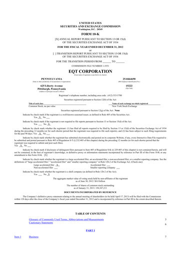 Thumbnail EQT Corporation
 10-K Annual Report 2012