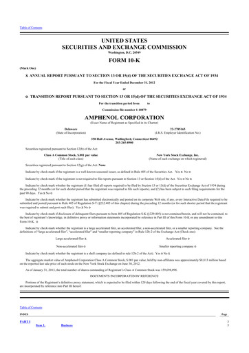 Thumbnail Amphenol 10-K Annual Report 2012