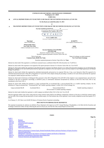 Thumbnail W. P. Carey 10-K Annual Report 2012