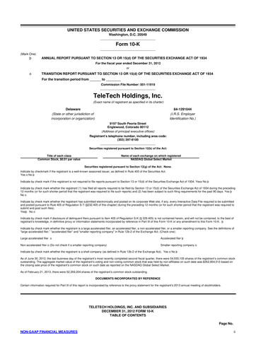 Thumbnail TTEC 10-K Annual Report 2012