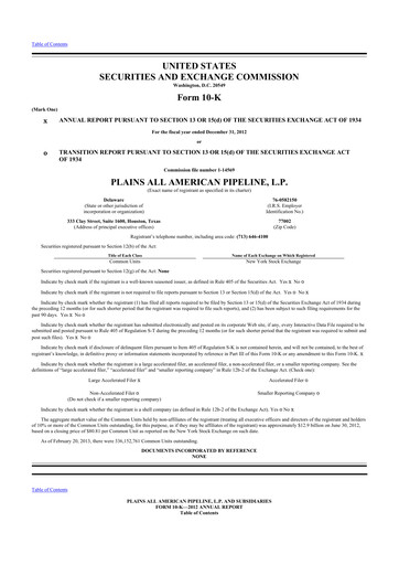 Thumbnail Plains All American Pipeline 10-K Annual Report 2012