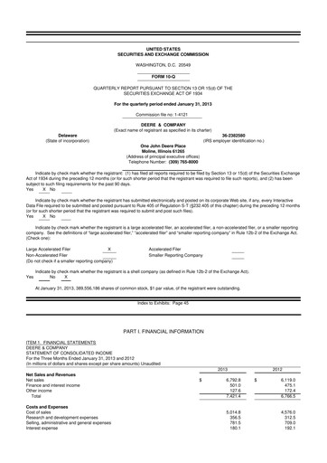 Thumbnail Deere & Company (John Deere) 10-Q Quarterly Report FY2013 