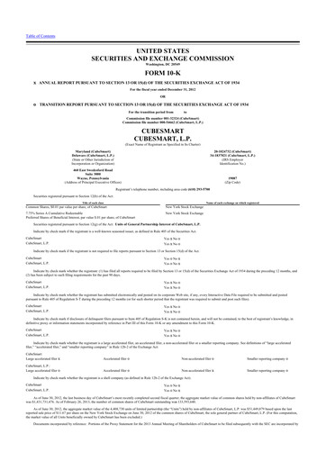Thumbnail CubeSmart
 10-K Annual Report 2012