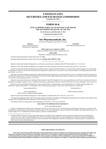 Thumbnail Ionis Pharmaceuticals
 10-K Annual Report 2012