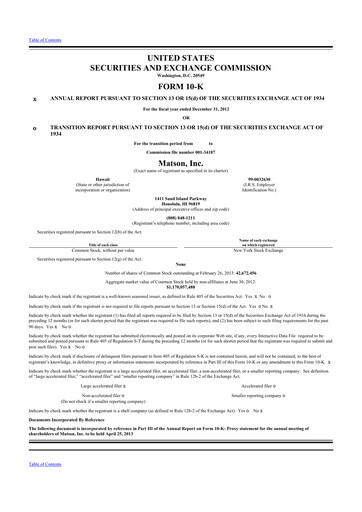 Thumbnail Matson 10-K Annual Report 2012