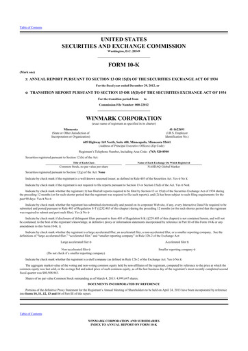 Thumbnail Winmark 10-K Annual Report 2012