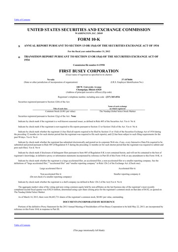 Thumbnail First Busey 10-K Annual Report 2012