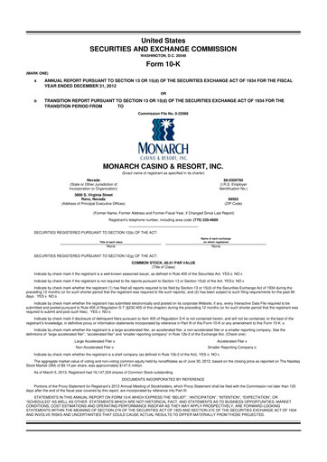 Thumbnail Monarch Casino & Resort 10-K Annual Report 2012