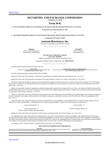 Thumbnail Vericel
 10-K Annual Report 2012