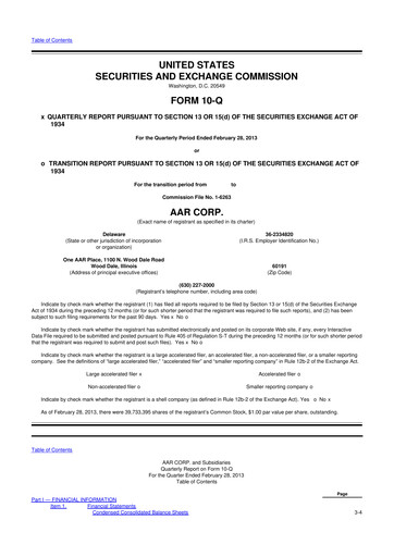 Thumbnail AAR 10-Q Quarterly Report FY2013 