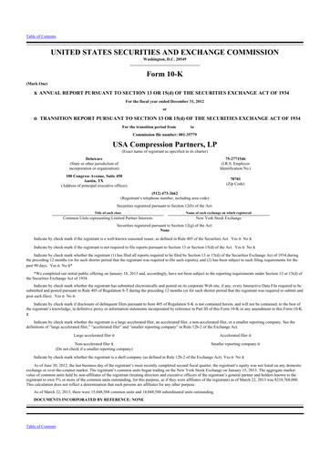 Thumbnail USA Compression Partners
 10-K Annual Report 