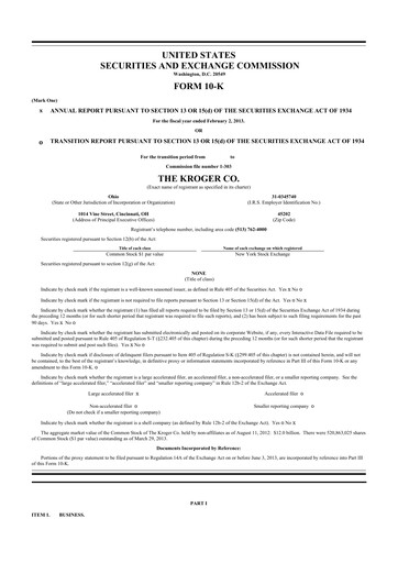 Thumbnail Kroger 10-K Annual Report 2012