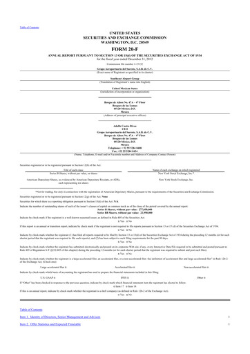 Thumbnail Grupo Aeroportuario del Sureste
(ASUR) 20-F Annual Report 