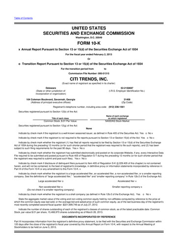 Thumbnail Citi Trends, Inc. 10-K Annual Report 