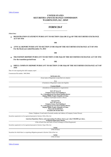 Vorschaubild NetEase 20-F Jahresbericht 2012