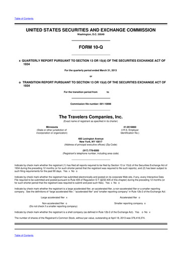 Thumbnail The Travelers Companies 10-Q Quarterly Report FY2013 