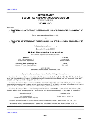 Thumbnail United Therapeutics 10-Q Quarterly Report FY2013 