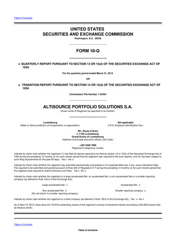 Vorschaubild Altisource Portfolio Solutions
 10-Q Quartalsbericht 2013 