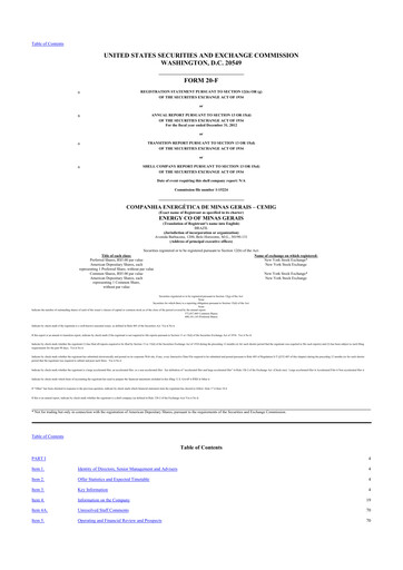 Thumbnail Cemig 20-F Annual Report 