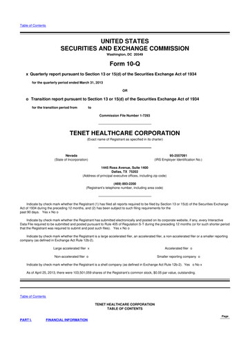 Thumbnail Tenet Healthcare 10-Q Quarterly Report FY2013 