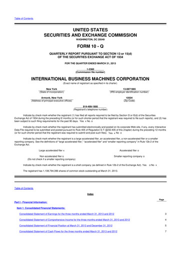 Thumbnail IBM 10-Q Quarterly Report FY2013 