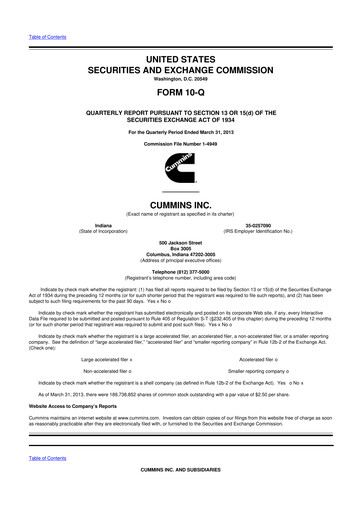 Vorschaubild Cummins
 10-Q Quartalsbericht 2013 