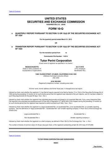 Vorschaubild Tutor Perini Corporation
 10-Q Quartalsbericht 2013 