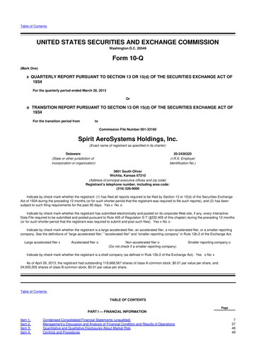 Thumbnail Spirit AeroSystems 10-Q Quarterly Report FY2013 