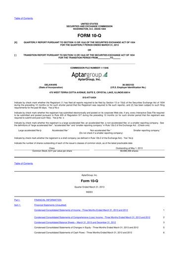 Thumbnail AptarGroup 10-Q Quarterly Report FY2013 