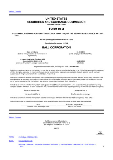Thumbnail Ball Corporation
 10-Q Quarterly Report FY2013 