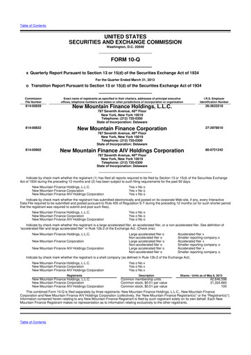 Miniature New Mountain Finance Corporation 10-Q Rapport trimestriel  