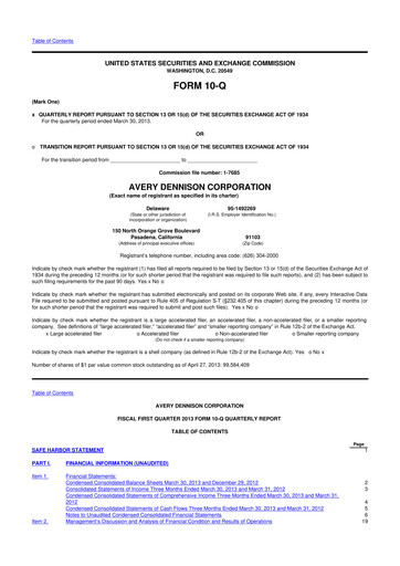 Thumbnail Avery Dennison
 10-Q Quarterly Report FY2013 