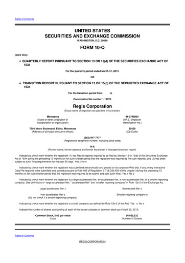 Thumbnail Regis Corporation
 10-Q Quarterly Report FY 