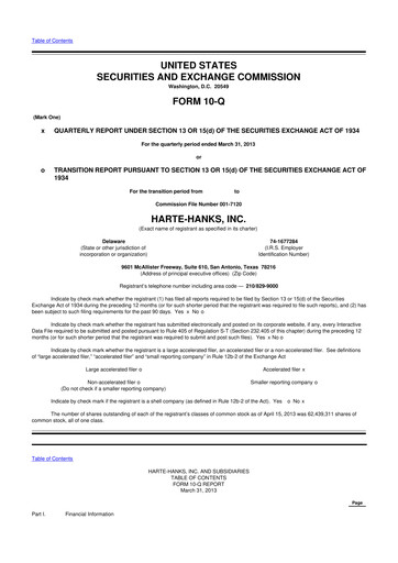 Miniature Harte Hanks 10-Q Rapport trimestriel 2013 