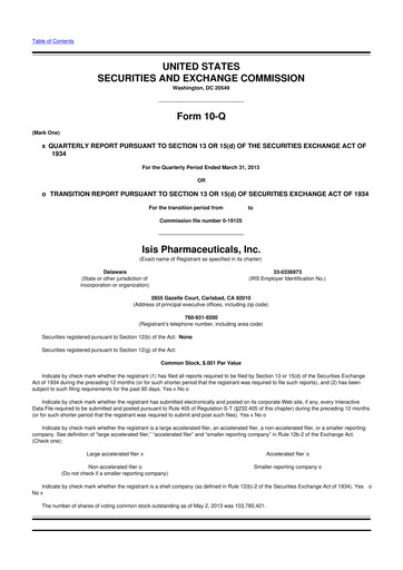 Thumbnail Ionis Pharmaceuticals
 10-Q Quarterly Report FY2013 